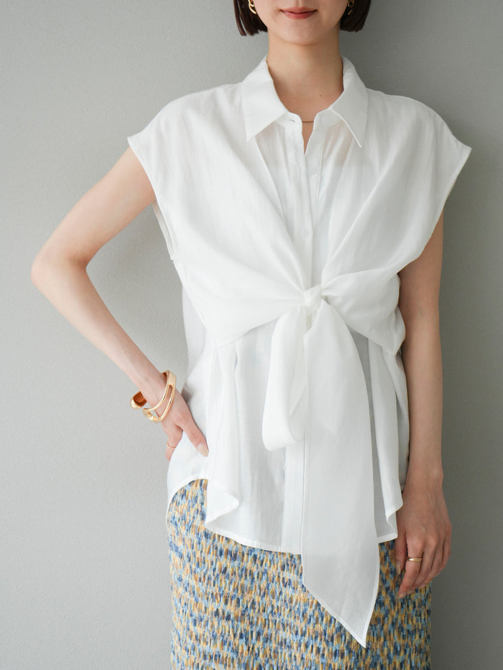 [SET]フロントタイシアーブラウス+マルチカラーランダムプリーツタイトスカート(2set)