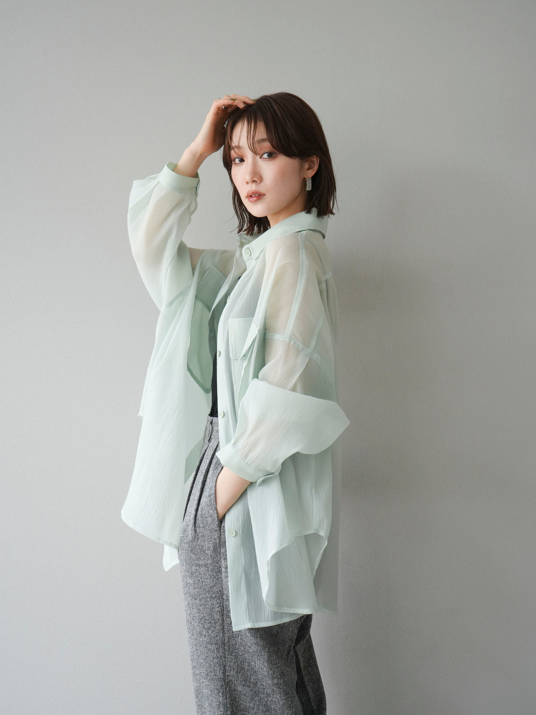 [予約]BIGポケットオーバーシアーシャツ/ミント