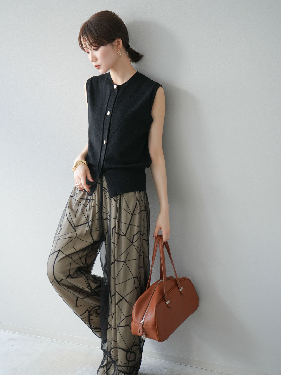 [予約]ラメニットベスト/ブラック