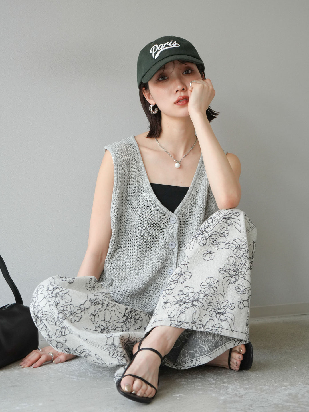 【預購】華夫格針織背心/灰色