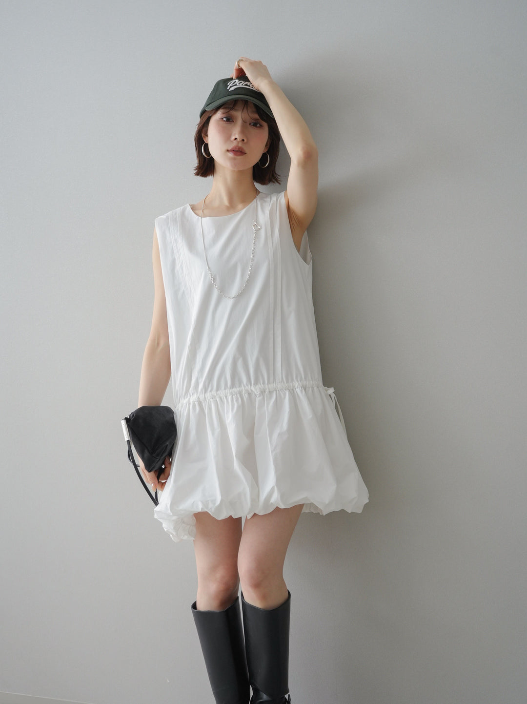 [予約]ノースリバルーンミニワンピース/white