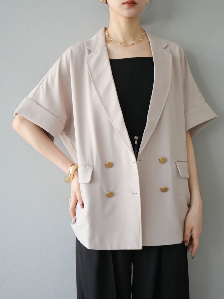 [預購] 金色扣款半身外套/米色