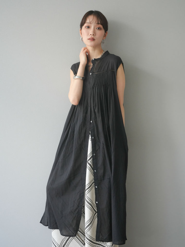 [予約]インド製コットンボイルワンピース/ブラック