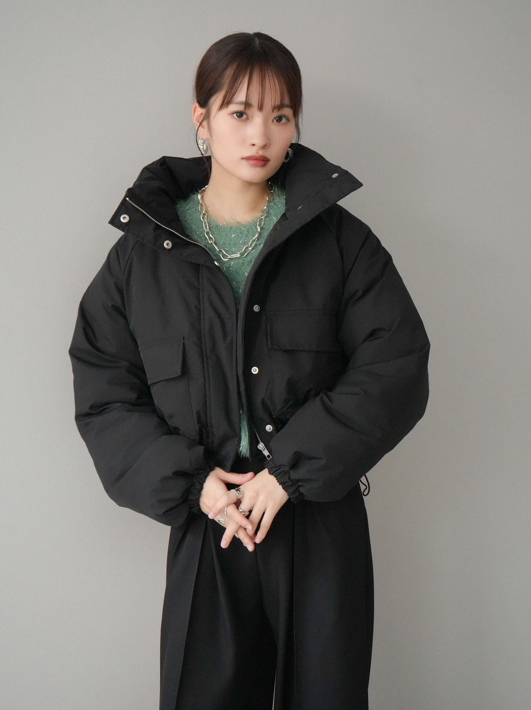 [予約]ファイバーダウンショートブルゾン/ブラック