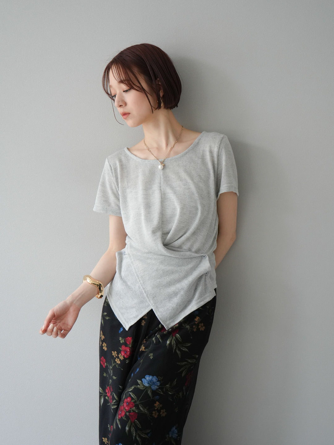 [預購] Cache-Coeur 薄紗針織套頭衫/灰色