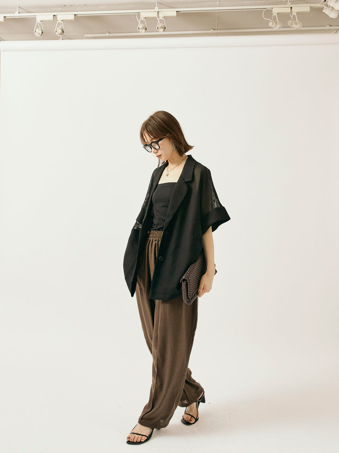 [予約]リネンライクベイカーバルーンパンツ/ブラウン