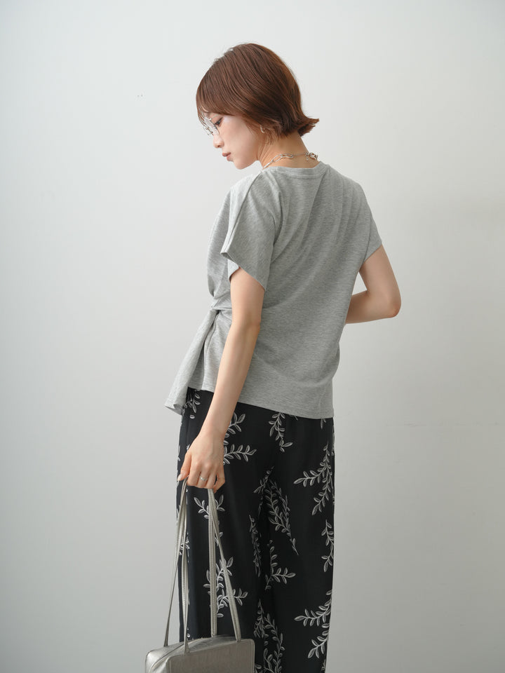 [SET]サイドノットTEE+リーフプリントタックワイドパンツ(2set)