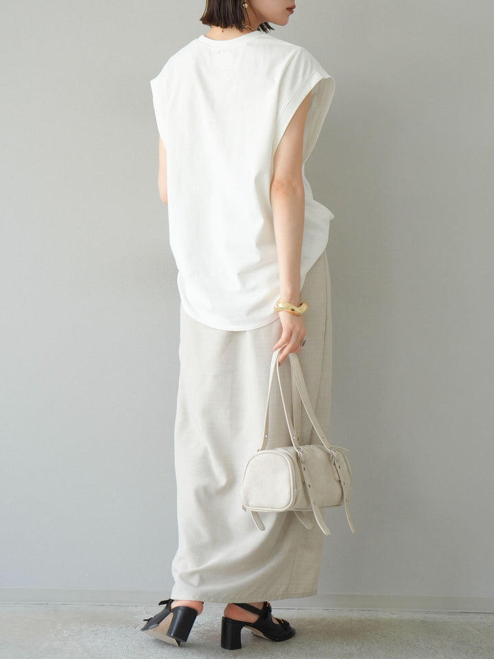 [予約]リネンライクZIPスリットタイトスカート/エクリュ