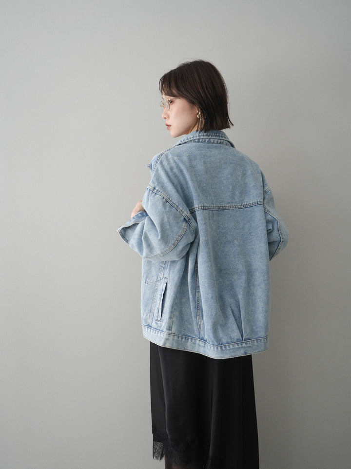 [SET]デザインBIGポケットオーバーデニムジャケット+選べるアクセセット(2set)