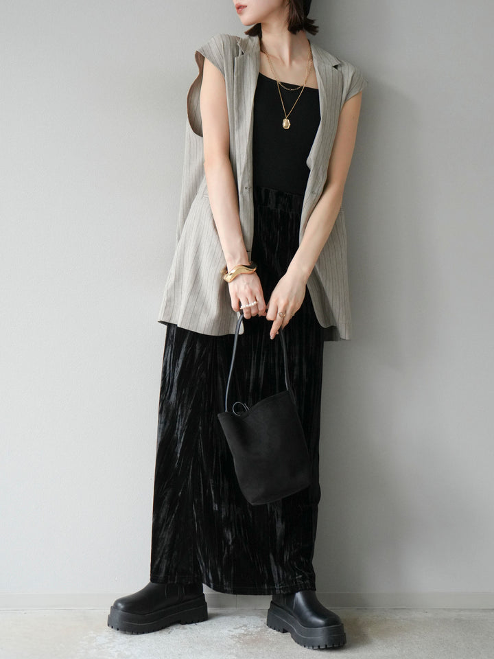 [予約]ヘリンボーンストライプジレ/グレージュ