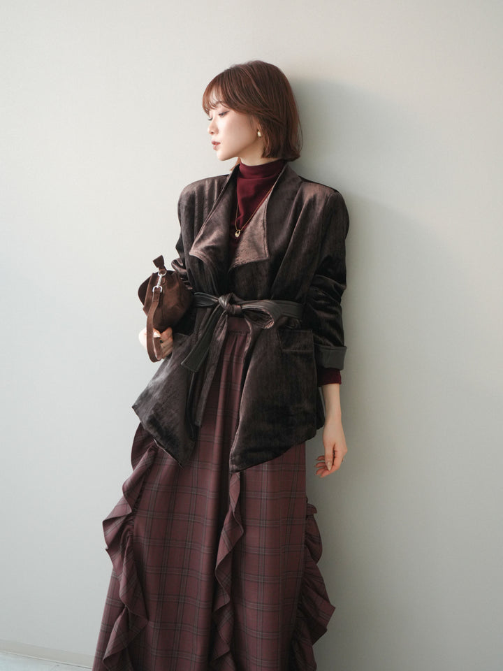 [20%オフ]ベロアガウンジャケット/brown