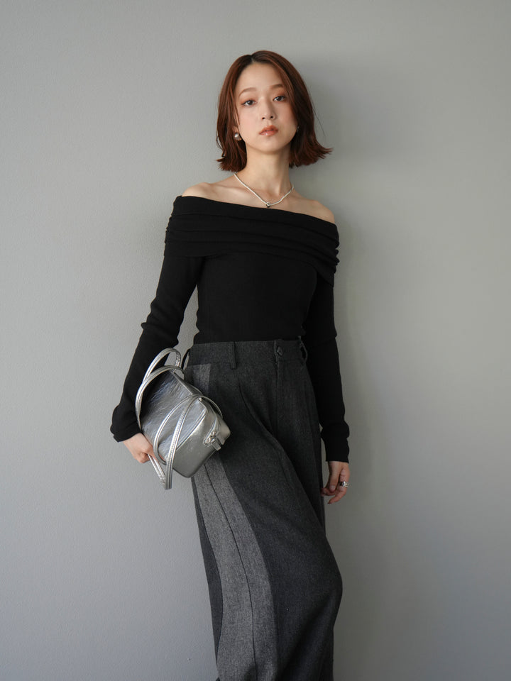 [予約]オフショルニットプルオーバー/ブラック