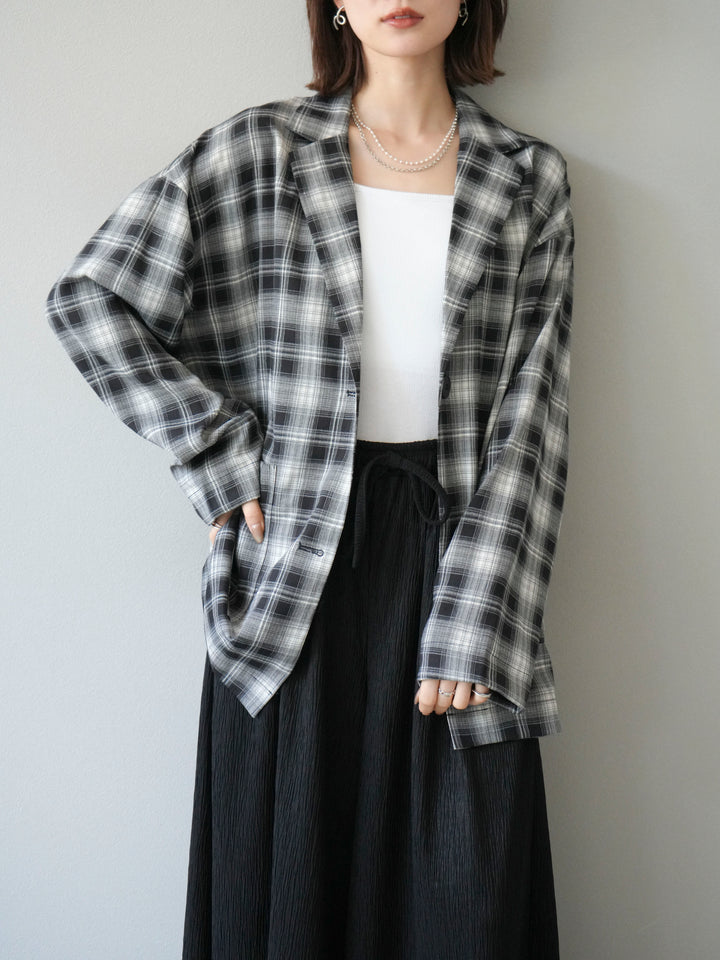 [予約]チェックシャツジャケット/ブラック