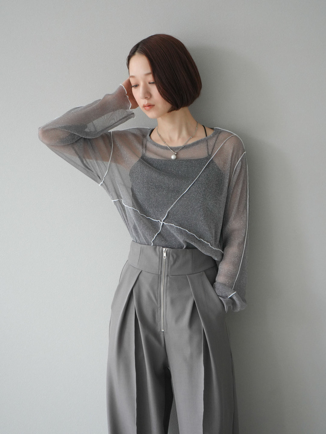 [SET]ラメシアーバイカラーメロープルオーバー+ラメシアーバイカラーメロープルオーバー(2set)