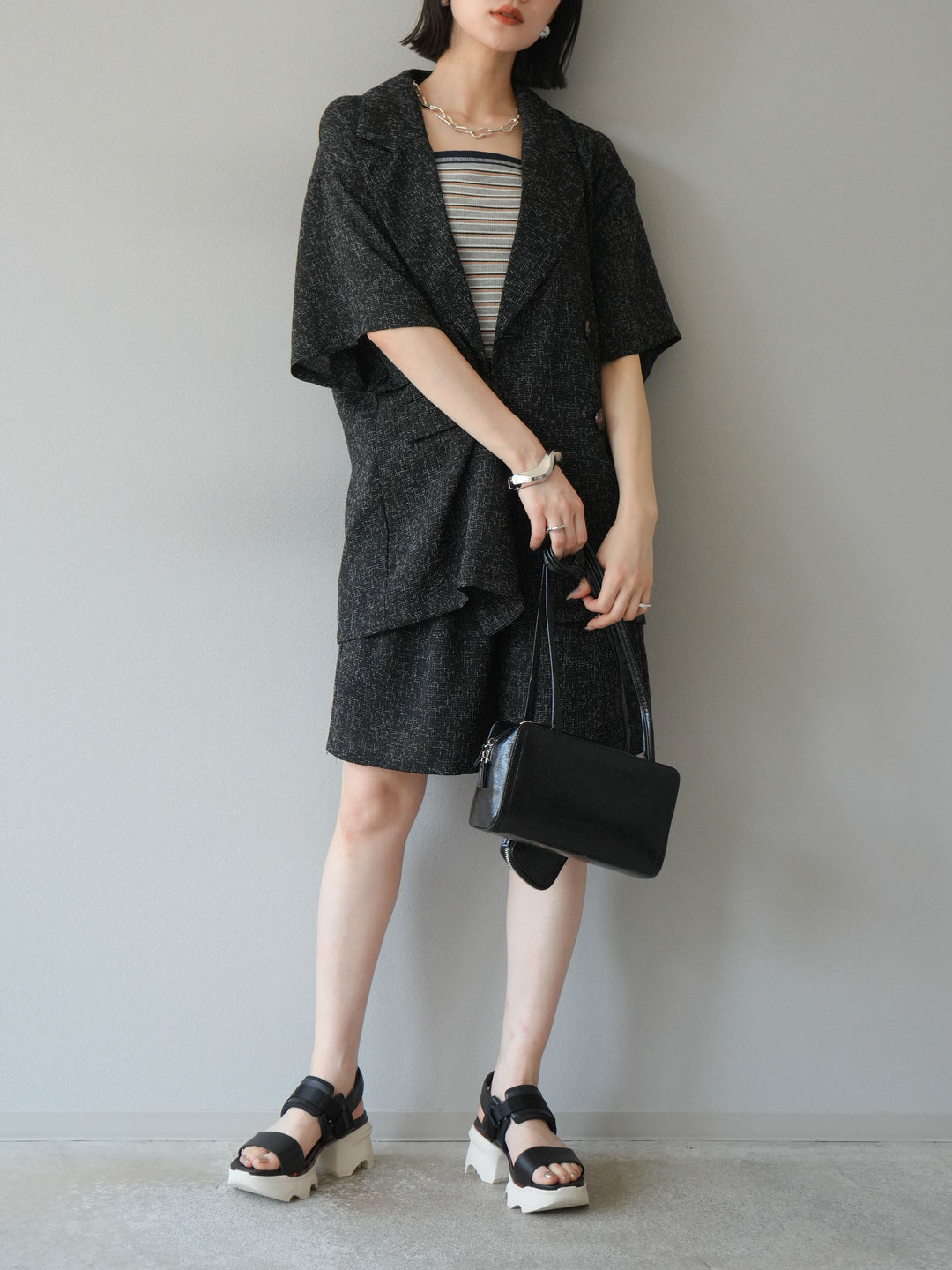 [SET]サマーツイードハーフジャケット+サマーツイードハーフパンツ(2set)