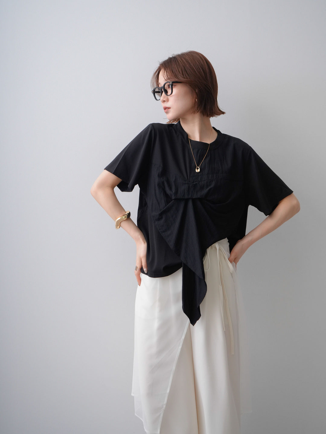 [予約]ラッフルドッキングTEE/black
