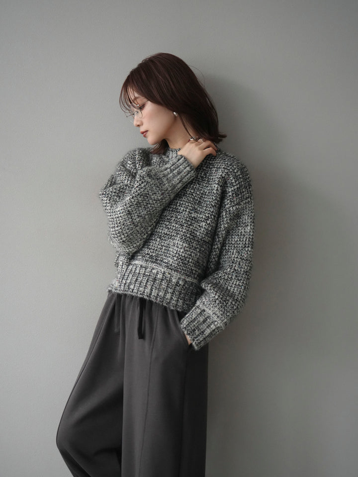 [予約]ボリュームスリーブミックスネップニットプルオーバー/gray