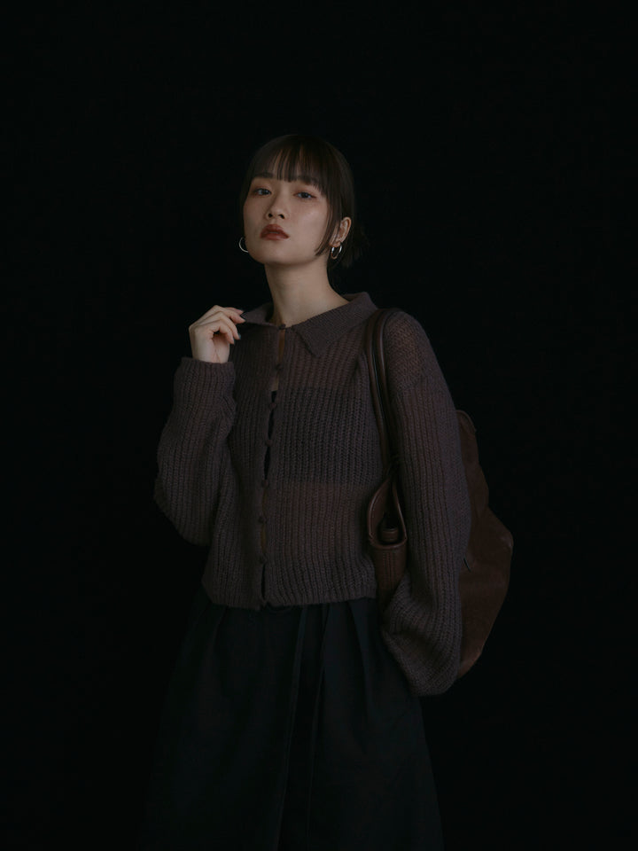 【Allure】[SET]起毛片畦編みシアーポロニット+起毛片畦編みシアーポロニット(2set)