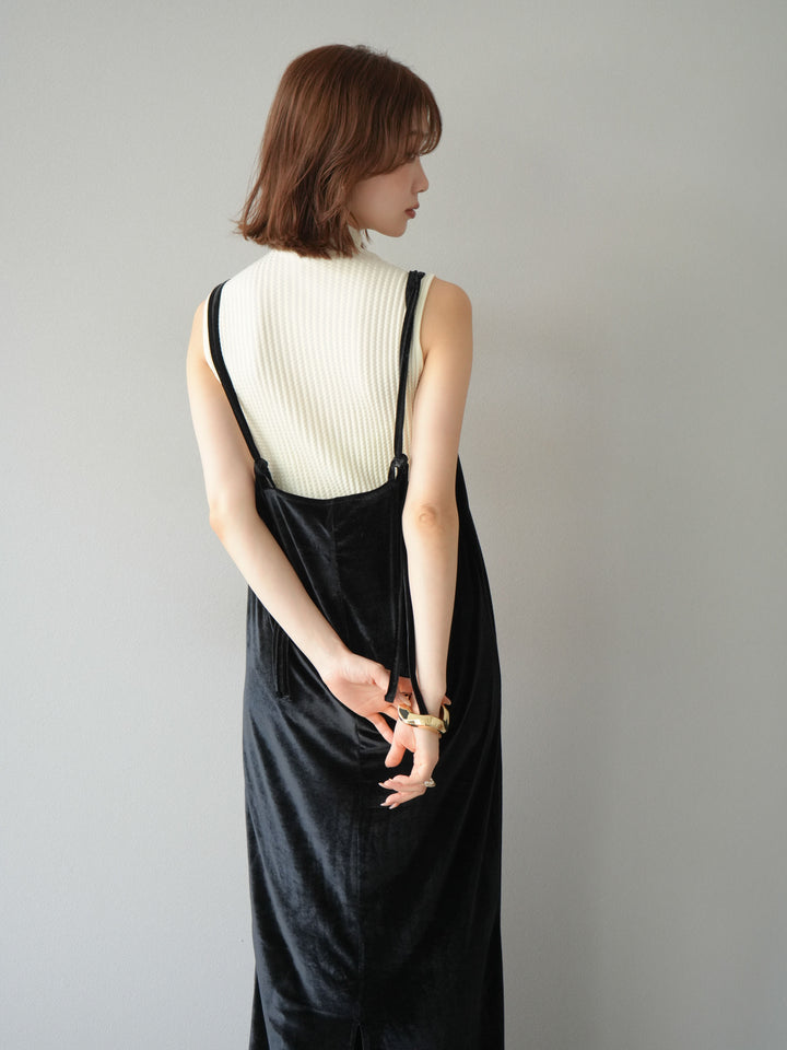 [予約]ベロアビスチェキャミワンピース/ブラック