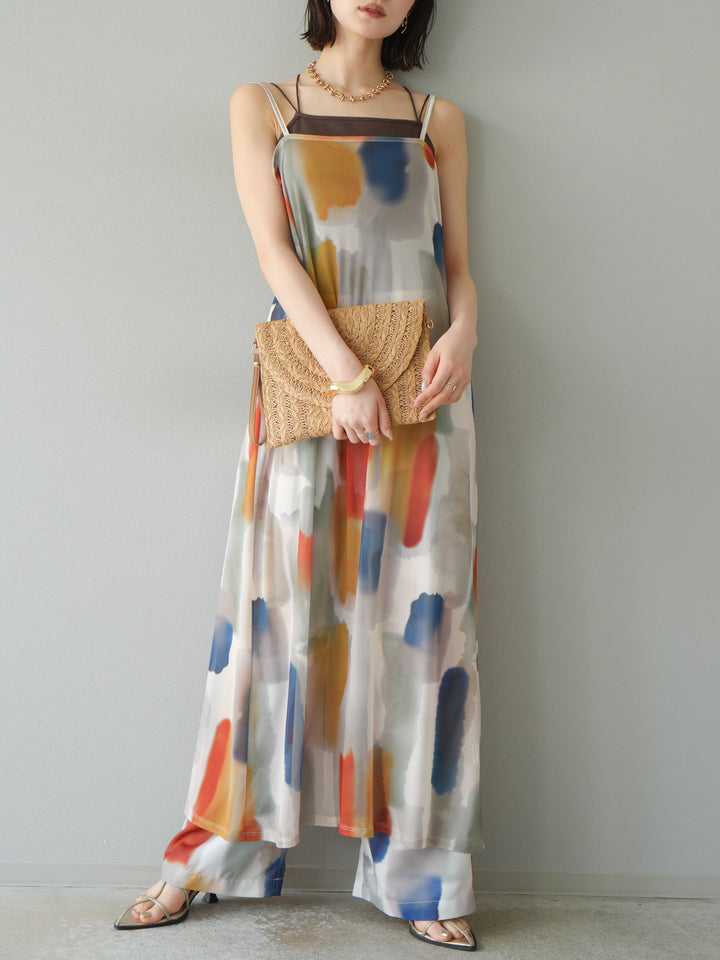[予約]水彩アートシアーキャミワンピース/オフホワイト