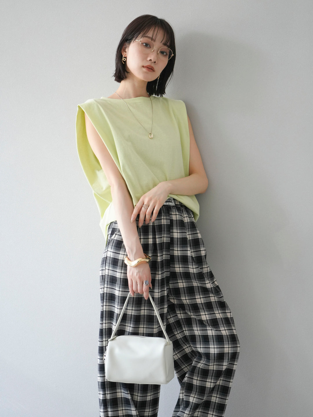 【預購】肩部褶皺法式袖套頭衫/綠色