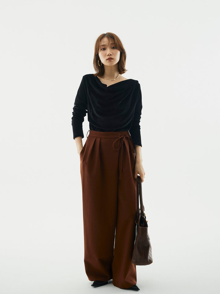 [予約]シアーベロアタックデザイントップス/ブラック