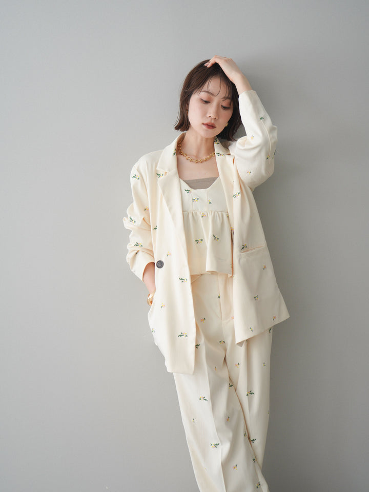 [予約]フラワー刺繍テーラードジャケット/ivory