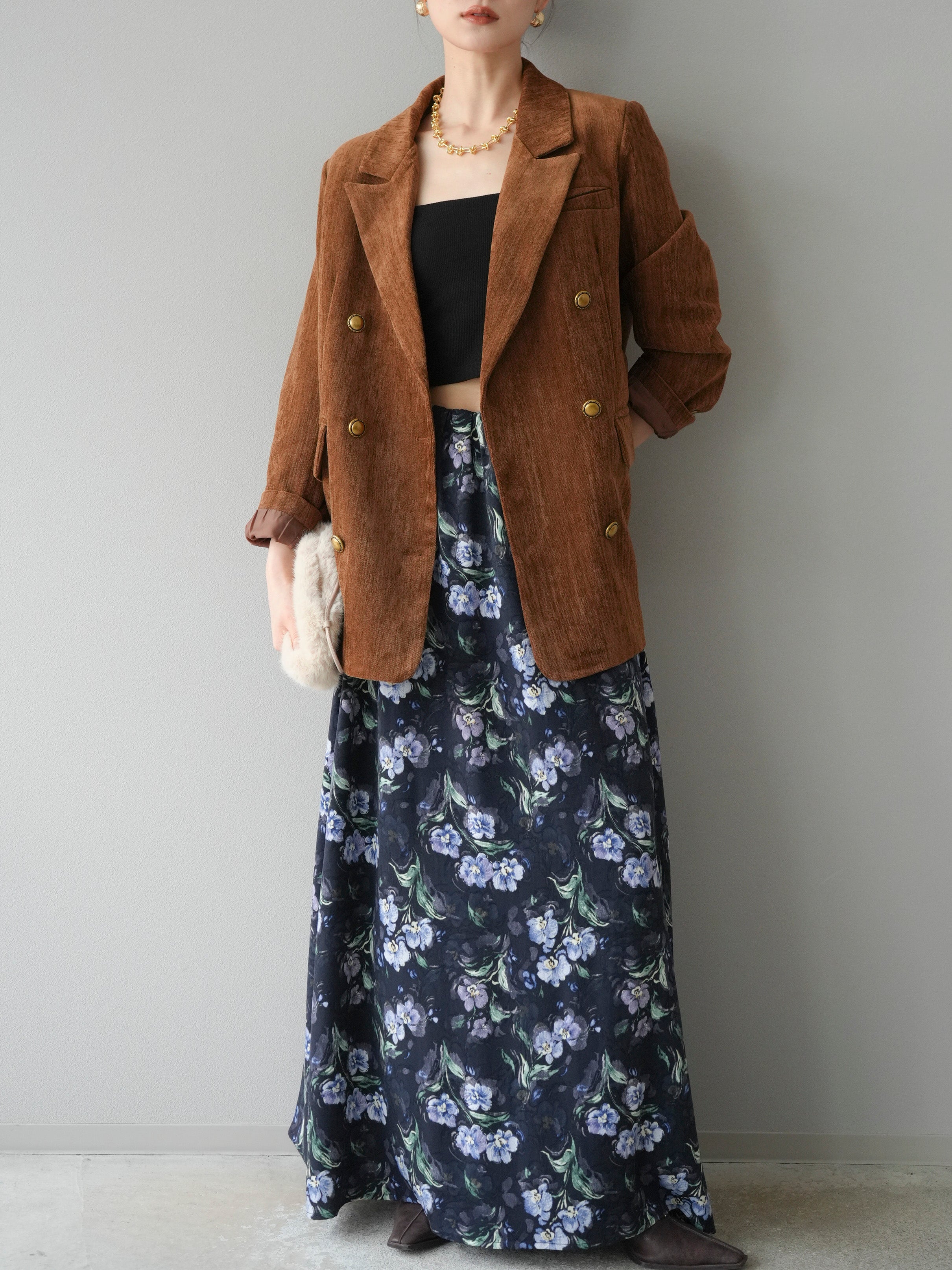 予約]ベロアダブルジャケット/キャメル – Lumier