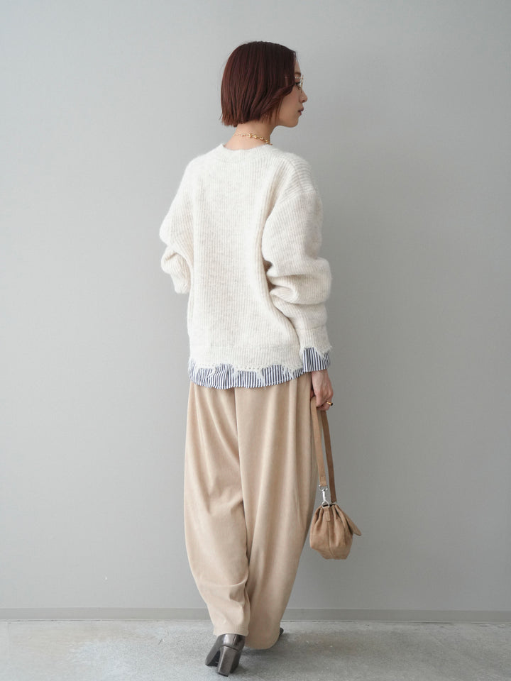 [予約]コーデュロイサイドタックコクーンパンツ/beige