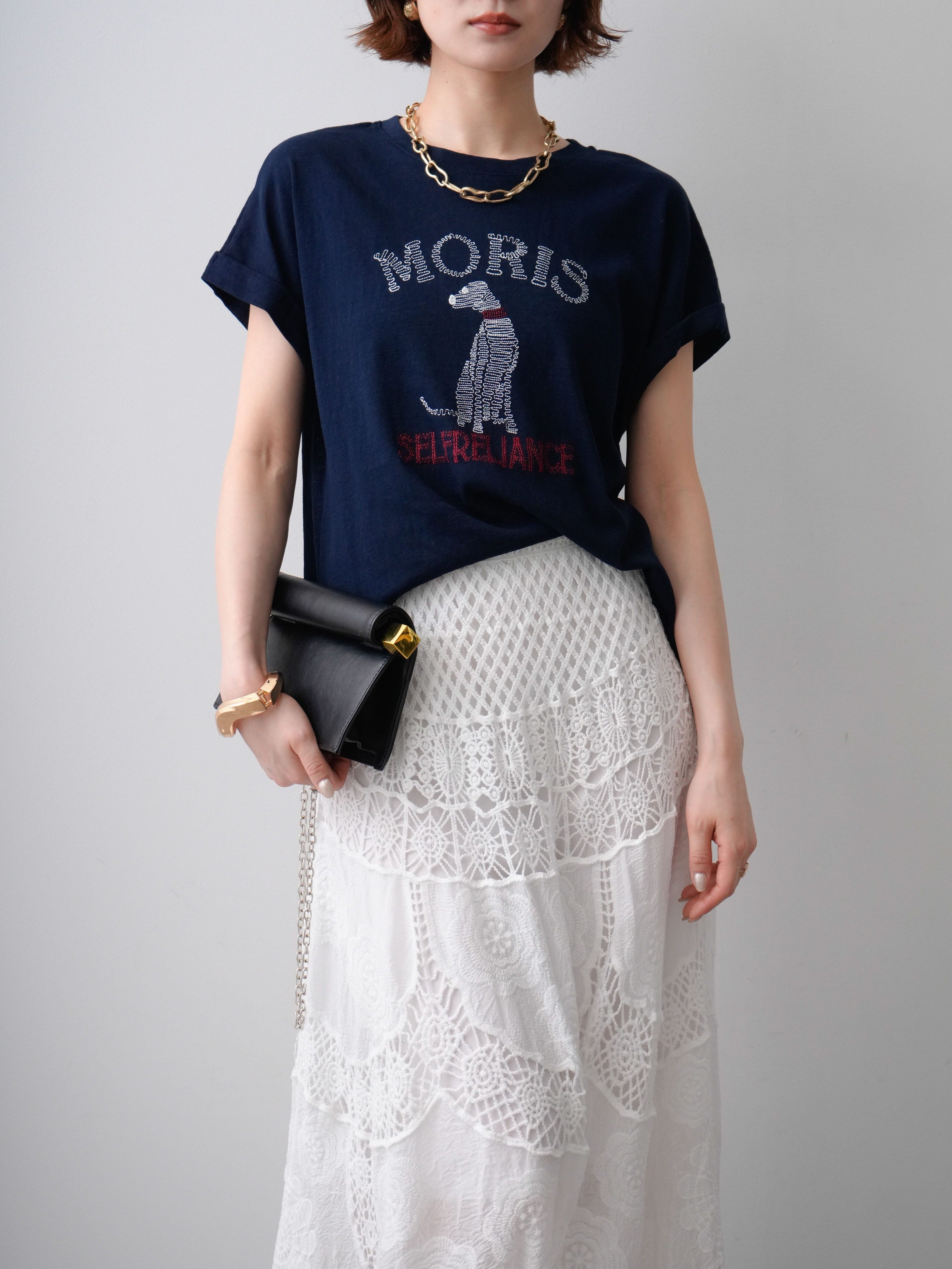 SET]ドッグエンブロイダリーTEE+クロシェマキシスカート(2set) – Lumier