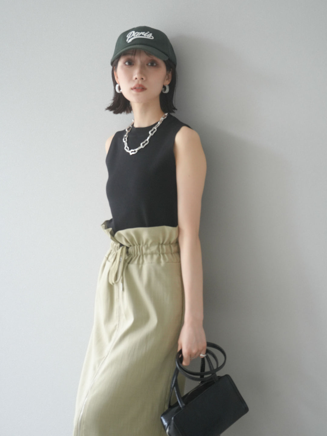 [予約]レーヨンニットタンクトップ/ブラック