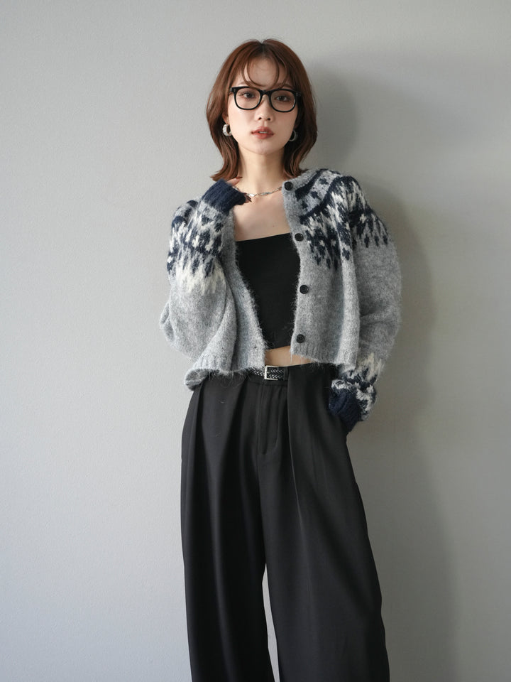 [SET]求心柄クロップドニットカーディガン+求心柄クロップドニットカーディガン(2set)