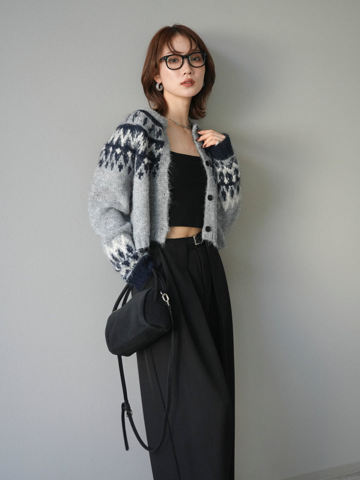 [SET]求心柄クロップドニットカーディガン+求心柄クロップドニットカーディガン(2set)