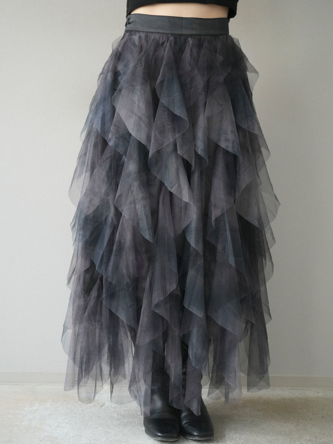 [予約]ニュアンス柄フリルチュールスカート/navy　　