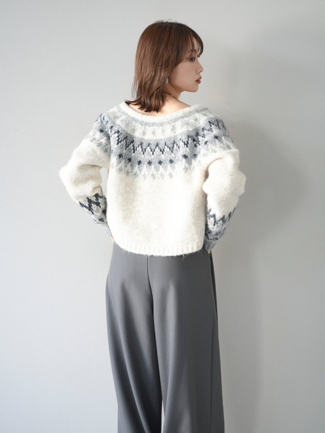 [SET]求心柄クロップドニットカーディガン+求心柄クロップドニットカーディガン(2set)