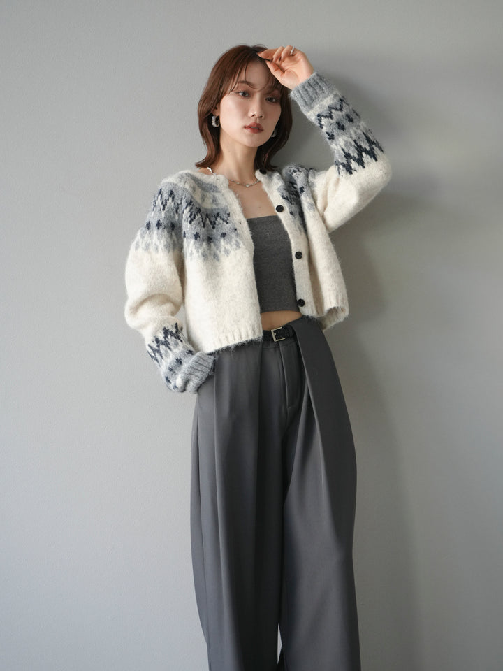 [予約]求心柄クロップドニットカーディガン/ivory