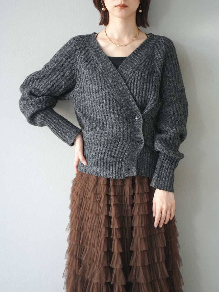 [予約]2WAYボタンニットカーディガン/charcoal