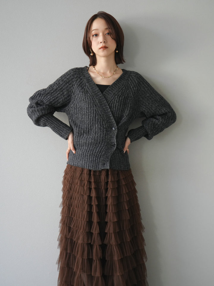 [予約]2WAYボタンニットカーディガン/charcoal