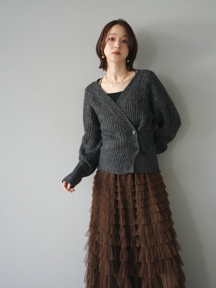 [予約]2WAYボタンニットカーディガン/charcoal