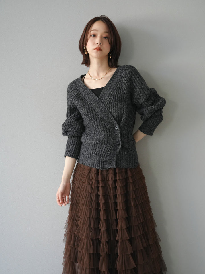 [予約]2WAYボタンニットカーディガン/charcoal