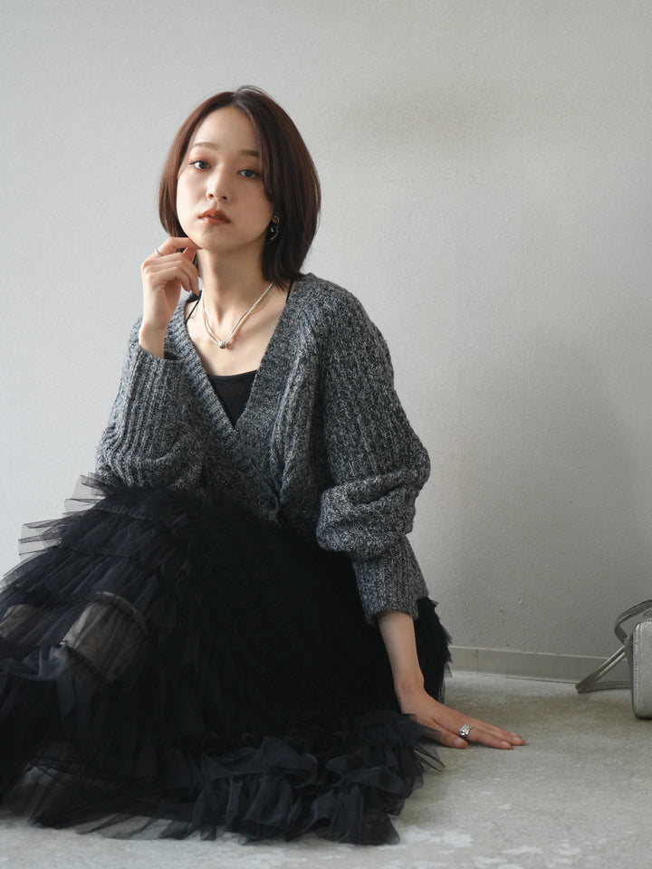[予約]2WAYボタンニットカーディガン/gray