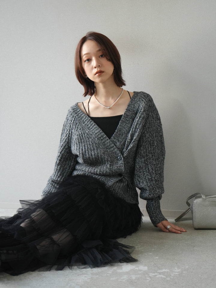 [予約]2WAYボタンニットカーディガン/gray