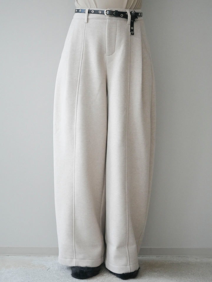 [予約]ベルト付き裏起毛ワイドパンツ/ecru