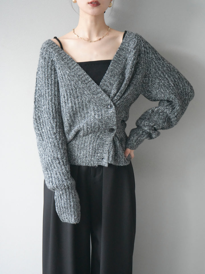 [予約]2WAYボタンニットカーディガン/gray
