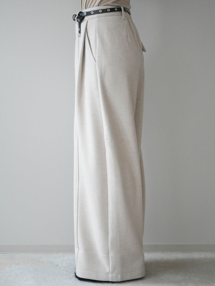 [予約]ベルト付き裏起毛ワイドパンツ/ecru