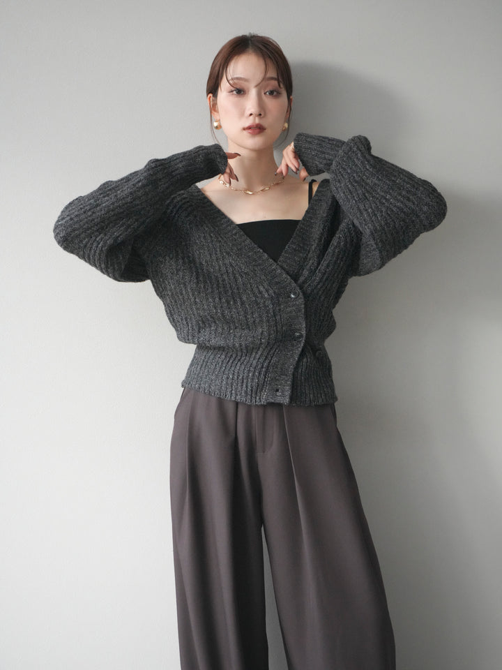 [予約]2WAYボタンニットカーディガン/charcoal