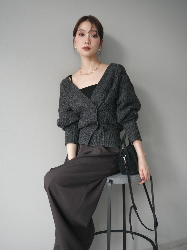 [予約]2WAYボタンニットカーディガン/charcoal
