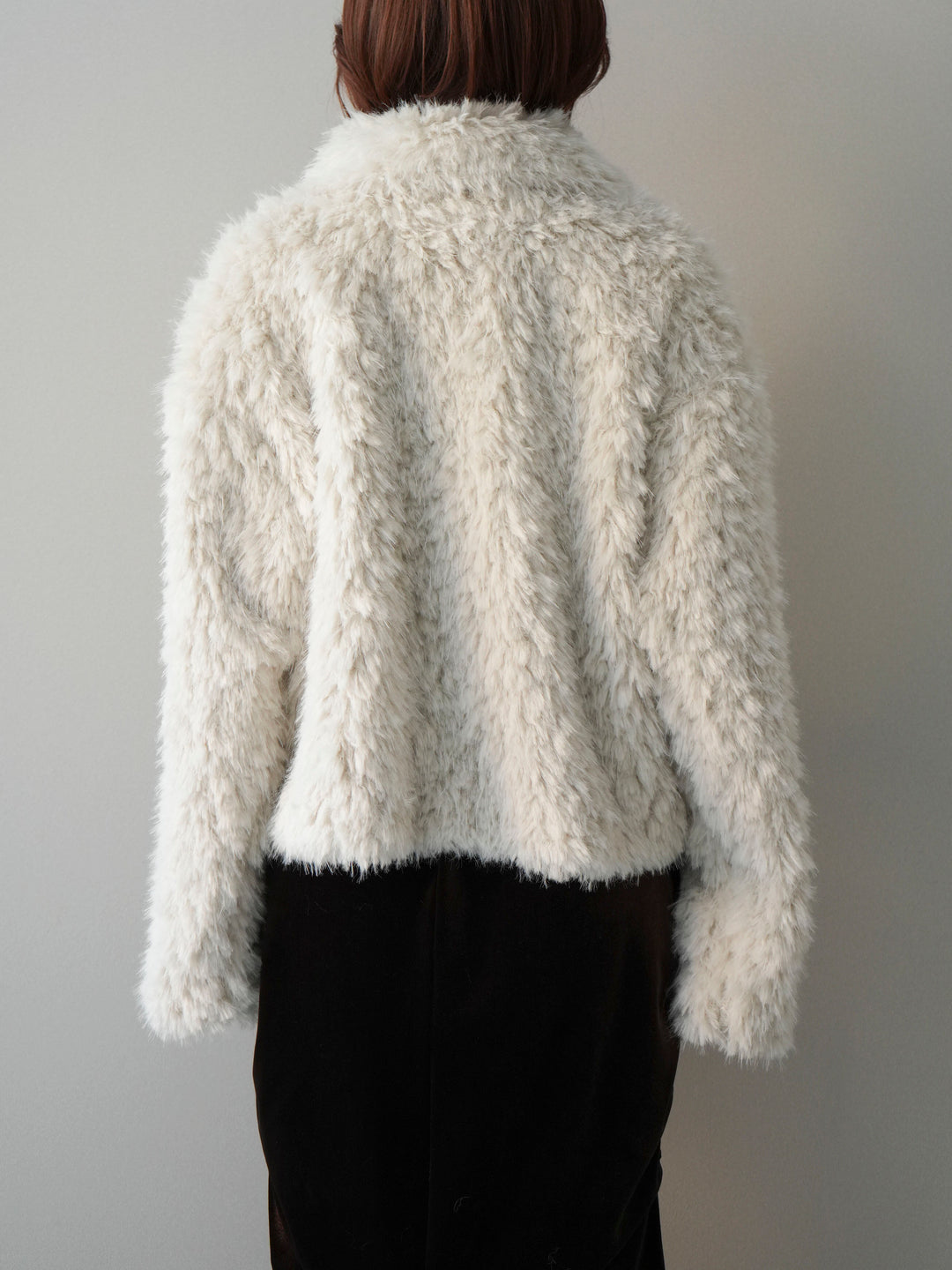 [予約]フェイクファー襟付きショートブルゾン/ivory