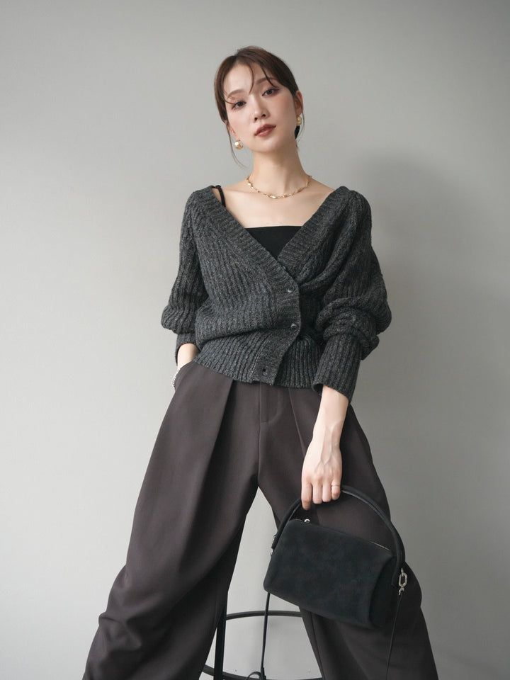 [予約]2WAYボタンニットカーディガン/charcoal