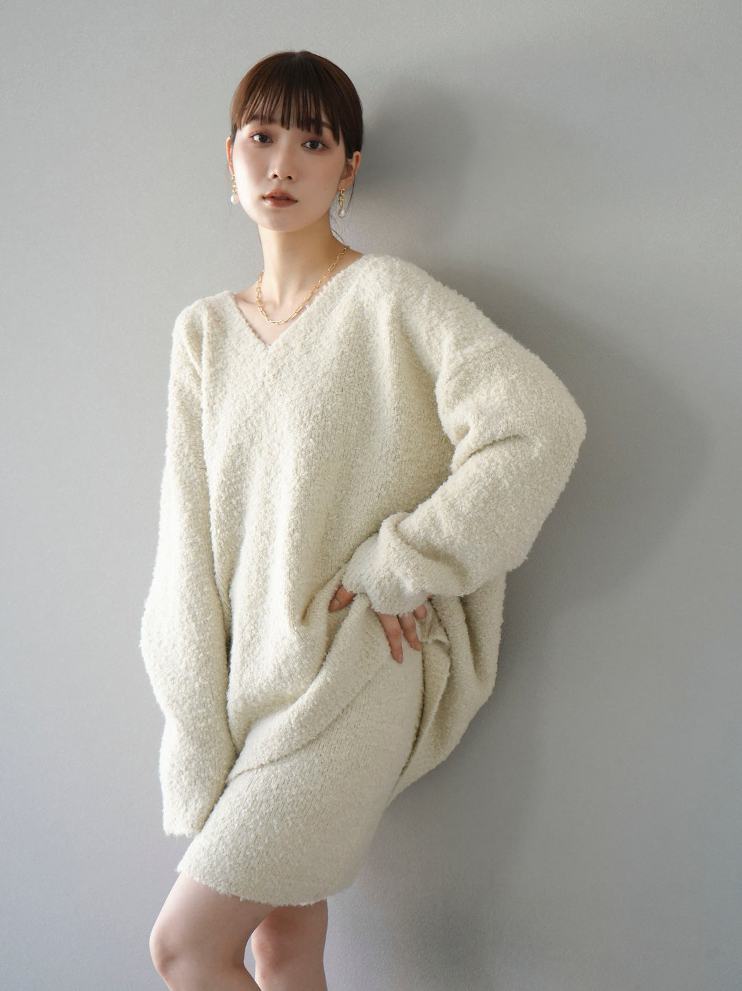 [SET] 橢圓針織衫 & 迷你裙 SET UP